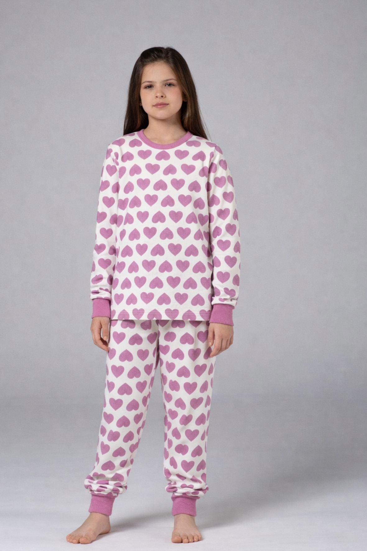 Pijama Feminino Longo Flanelado Moletinho Estampado Coração – Conjunto Inverno Confortável (Cópia)