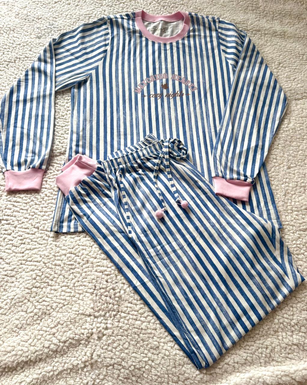 Pijama Feminino Listrado Manga Longa Confortável | Liliti Homewear