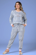 Pijama Feminino Listrado Manga Longa Confortável | Liliti Homewear