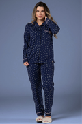 Pijama Americano Feminino Longo 100% Algodão – Conjunto Confortável com Botões