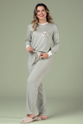 Pijama Feminino Longo Xadrez Verde Confortável Premium