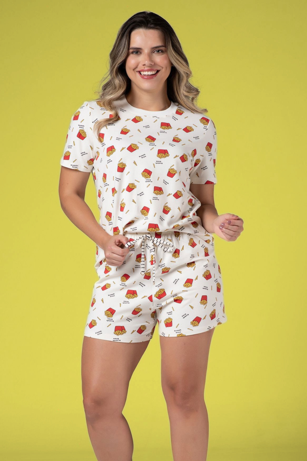 Pijama Feminino Curto Estampado Batata  – Conjunto Confortável e Divertido Liliti