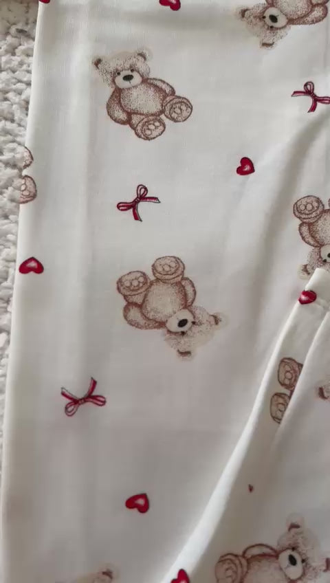 Pijama Feminino Longo Flanelado Moletinho Estampado Ursinhos – Conjunto Inverno Confortável