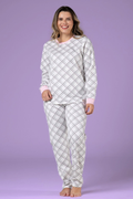 Pijama Feminino Longo Flanelado Moletinho Xadrez– Conjunto Inverno Confortável